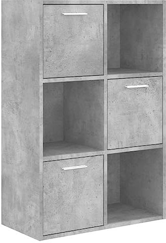 vidaXL Lagerschrank Bücherregal Raumteiler Raumtrenner Standregal Büroregal Schrank Kinderregal Bücherschrank Regal Betongrau 60x29,5x90cm Holzwerkstoff