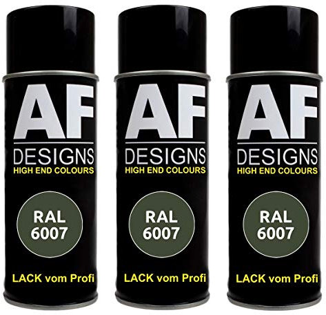 Alex Flittner Designs 3X RAL Lackspray Autolack Buntlack Spraydose RAL6007 FLASCHENGRUEN stumpfmatt