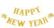 Goldfarbenes Glitzerndes Banner mit Aufschrift Happy New Year, Partydekoration, Silvesterparty-Dekoration, Heimdekoration, Weihnachtsfeiertagsdekoration - Abschied von 2020 und Welcome to 2021
