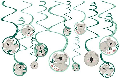 Amscan 671134 - 12 Deko-Spiralen Koala, Papier, circa 13 cm, Hängedekoration