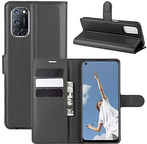 betterfon Handyhülle Kompatibel mit Oppo A72 / A52 | Premium Qualität TPU Klapphülle für A72 / A52 mit Kartenfächern | Magnetverschluss Handyhülle | Schwarz