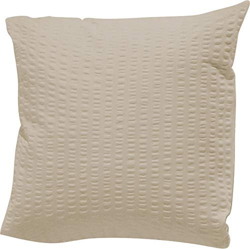 Erwin Müller Kissenbezug, Kuschelkissenbezug, Kissenhülle Seersucker Uni Serie Rosenheim Taupe Größe 40x40 cm - pflegeleicht, bügelfrei, mit Reißverschluss