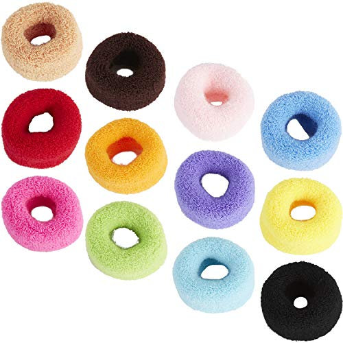 12er-Pack Frottee Nahtlos Dehnbar Breit Dicke Haargummis Haargummis Haargummis Haargummibänder Haarbommeln Pferdeschwanzhalter Haarschmuck für Frauen Mädchen Teenager