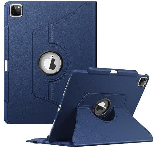 Fintie Custodia girevole per iPad Pro da 12,9 6a generazione 2022-360 gradi con portamatita, spegnimento automatico, adatto anche per iPad Pro da 12,9 5e/4e/terza generazione, blu navy