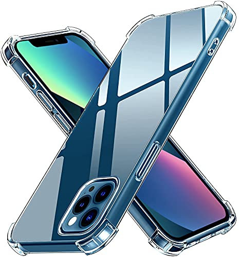 KP TECHNOLOGY iPhone 13 Clear Case With Reinforced Corners, Drop Protection Soft TPU Bumper + Clear Hard Back Hybrid Protective Phone Case for iPhone 13 (Clear Case)
