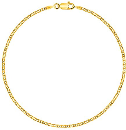 PLANETYS - Bracelet Maille Marine Argent 925/1000 Plaqué Or jaune 18 Carats Largeur 2.4 mm Longueur: 18 cm