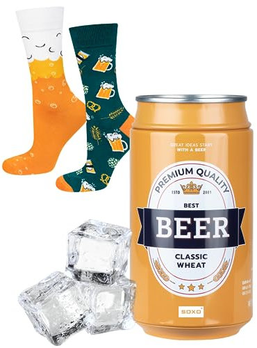 soxo Dose Socken Herren Bier Geschenke Für Männer Lustige Geschenk Sommer Socks Men 40-45 Classic Wheat 1 Paar