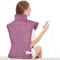 Termoforo Elettrico Cuscino Termico per Collo e Spalle, 60x85cm 3 livelli di riscaldamento, Timer di Spegnimento Automatico 3 ore, con Cintura in Vita, Flanella, Lavabile in Lavatrice, Viola