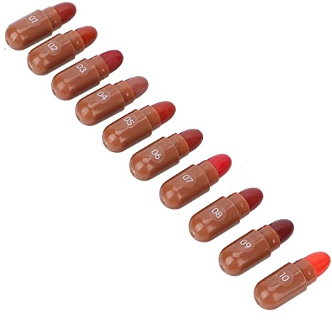 Brrnoo Kapsel-Lippenstift-Set, 10 Farben Mini Candy Matte Lippenstift-Set, Langlebiges Wasserdichtes Tupfer-Lippenstift-Make-up-Set, Mehrfarbiger Kapsel-Lippenstift für Frauen