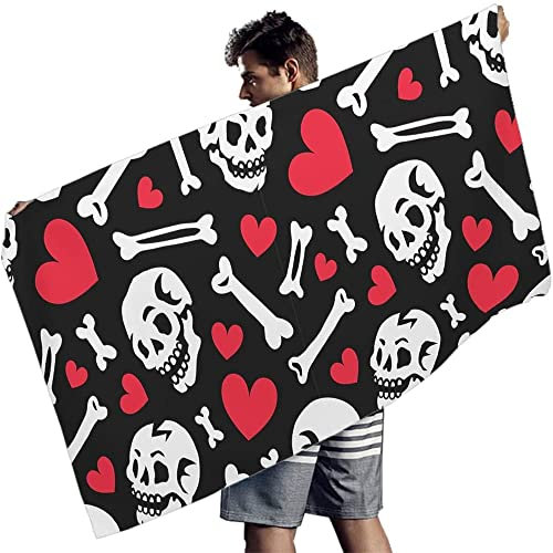 JXSMYT Skull Strandtuch,Strandtücher Groß,Halloween Totenkopf Handtücher, Ideal Als Strandtuch,Reisetuch,Saunatuch,Badetuch (KUL03,100x200cm)