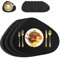 Tischsets und Untersetzer aus Leder, Grifffeste Hitzebeständig Platzdeckchen,platzsets abwaschbar,tischdeko,tischset rund,platzset abwischbar,Platz-Matten für Küche Speisetisch,6er-Set (Schwarz)