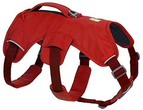 RUFFWEAR Mehrzweck-Hundegeschirr mit Griff, Web Master, verstellbares, Geschirr, 2 Leinenbefestigungen, für den täglichen Gebrauch, Red Sumac, M
