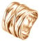 PAMTIER Damen Edelstahl Crossover Geflochten Statement Ring Breit Ehering Cocktail Schmuck Rosegold Größe 60