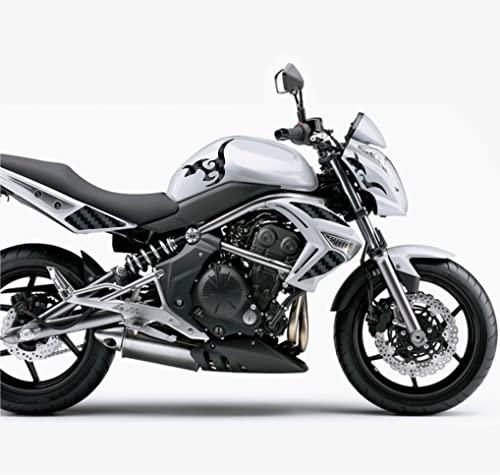 DualColorStampe Aufkleber kompatibel mit Kawasaki ER-6N (2009-20011) Tank DX-SX Sticker Moto Motorbike COD.M0148 (Carbon Schwarz)