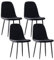 JaHECOME Samt Esszimmerstühle 4er Set Küchenstühle mit skandinavischem Design, Metallbeine Polsterstuhl für Küche/Esszimmer/Schlafzimmer/Restaurant(4, schwarz)