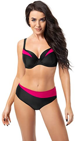 Selente My Secret D7319 Costume Mare/Piscina Donna a 2 Pezzi con Ferretti e Coppe differenziate, Nero/Viola, 4E