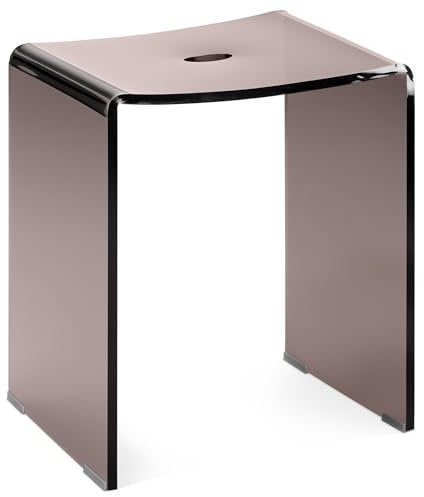 Navaris Duschhocker aus Acryl 43,5x37x28cm - Badhocker Badezimmer Stuhl - Sitzbank für Dusche und Badewanne - Hocker rutschfest modern grau