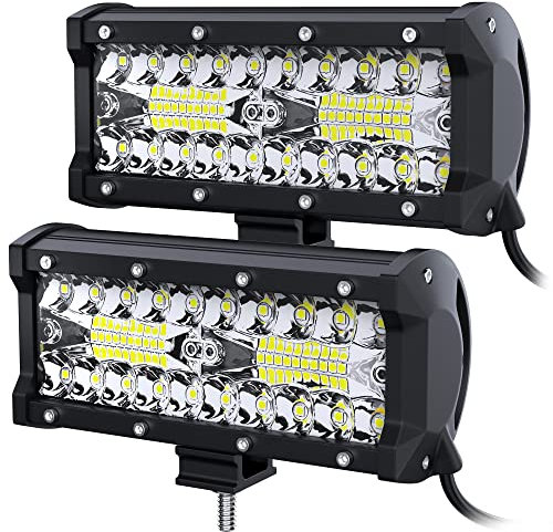 antom Phare de Travail LED 12V 2PCS 360W 7'' Projecteur Carré 24V lumière pour offroad Voiture camions SUV 4x4 tracteur, feu antibrouillard