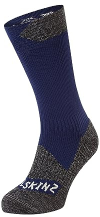 SEALSKINZ Raynham Allwetter-Socken, wasserdicht, halbhoch, blau-graumeliert, Größe XL