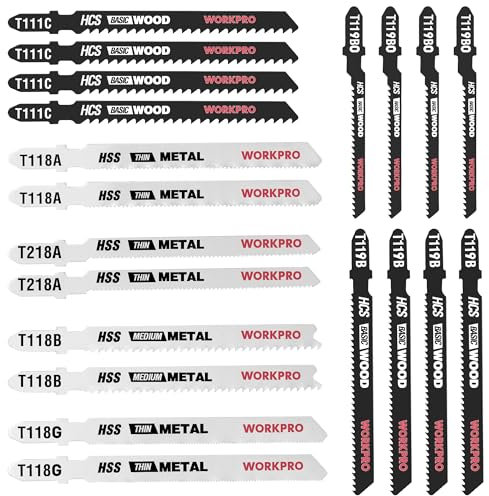 WORKPRO Lama per Seghetto Alternativo con Attacco a T, 20 Pezzi, Realizzate in HSS/HCS, Lama della Sega Ideale per Legno e Metallo
