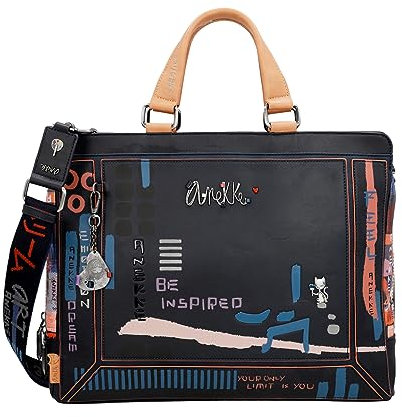 Anekke | Porte-documents PC femme Nagare collection Contemporary | Sacoche ordinateur femme 14 pouces originale | 39 x 31 x 7 cm | Coloris bleu marine