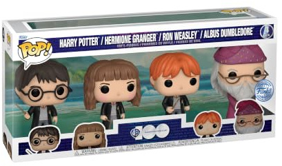 Funko POP! Harry Potter - 4er-Pack - Harry, Dumbledore, Ron & Hermine | Offizielles Fantasy Merch - Vinyl Sammelfigur als Regal Deko - Geschenkidee zum Geburtstag für Fans und Sammler
