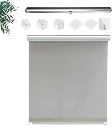 TZYYAO Store Enrouleur à Ventouse,Rideaux Occultants,Volets Roulants Opaques,Brise-Vue & Protection Solaire,Stores Temporaires avec Ventouses,sans Percage,Grey-50x125cm(19.7x49.2in)