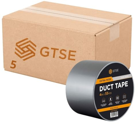 GTSE - Gewebeband Silber - 100 mm x 50 m - 5 Rollen - strapazierfähiges Panzerband - wasserdichtes Klebeband zum Reparieren, Befestigen, Bündeln, Verstärken und Abdichten