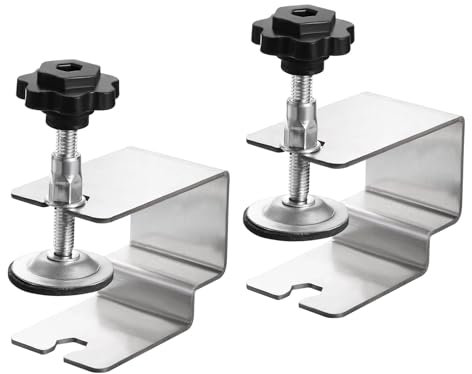 sourcing map Drawer Front Installation Clamps, Stainless Steel Cabinet Jig Short Bend Clamps for Tables Desks, 2Pcs
