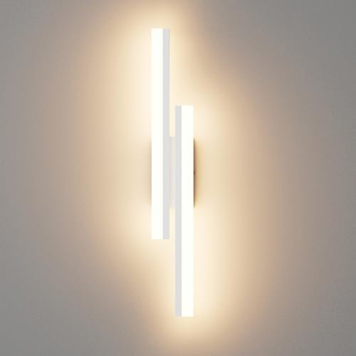 Klighten Wandleuchte LED Innen 56cm, 18W 1250LM Mordern Wandlampe, Lange Wandleuchten Für Schlafzimmer Wohnzimmer Korridor Treppenhaus, 110-240V, Warmweiß 3000K, Weiß