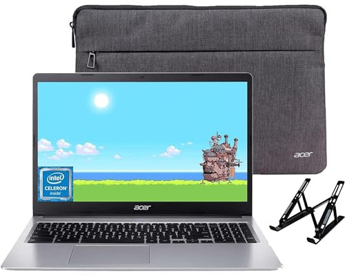 acer Chromebook Laptop for Student and Business - 15.6 HD Display, 13H Long Battery, 4GB RAM, 64GB eMMC, Intel Dual-Core CPU(Up to 2.8G), Notebook with HD Webcam, Chrome OS with Laptop Stand