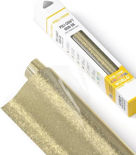 POLI-FLEX® PEARL GLITTER® - Glitzerfolie für Textilien – Flexfolie mit Glitter-Effekt zum Aufbügeln, Plotterfolie für DIY Shirts, Champagne, 30,5 cm x 61 cm