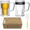 Zuquik Doppelwandiges Bierglas 350ML Dubbelglas Biergläser 0,3,2er,Umgestülpte Flaschenform mit Griff,mit Tassenbürste