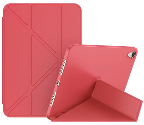 YOUULAR Tablet-Hülle für Apple iPad Air 2/Apple iPad 9.7 (2017)/(2018)/Apple iPad 9.7 Zoll 6. Generation, schmal, verformbar, klappbar, Ständer, PU-Leder, Schutzhülle, weiches TPU, Rot