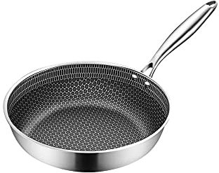 WBDHEHHD Bratpfannen aus Edelstahl, unbeschichtete Bratpfanne, Wok-Pfanne