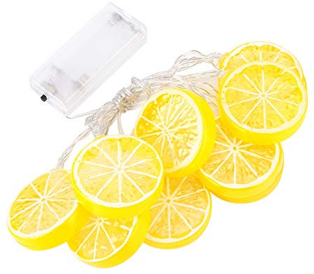 TOWEBOORY Lichterkette, 1.5 M 10LED-Lichter Bunte LED Lemon Slice String Lights Kette Batteriebetrieben Garten Weihnachtslampe für Indoor Garten Hof Hochzeit Party Dekorationen(Zitrone)