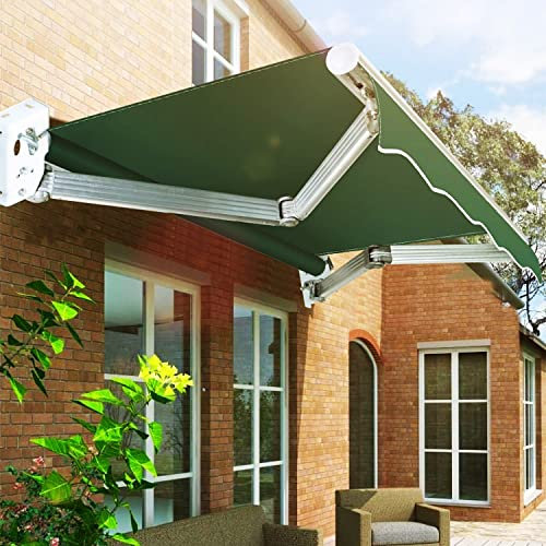 WTTTTW Terrassenmarkise, elektrische Fenstertür, einziehbare Markise, Außenüberdachung mit Fernbedienung und manueller Kurbel, automatischer Sonnenschutz für Zuhause/Gewerbe,118x98.4in