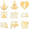 OLYCRAFT 9 Stück 4x4 cm Yoga-Metallaufkleber Peace Love Yoga Selbstklebende Goldaufkleber Yoga-Thema Metall-Goldaufkleber Für Sammelalben DIY-Harzhandwerk Telefon-/Wasserflaschen-Dekor