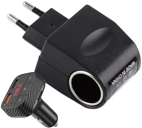 Adaptateur de prise de voiture, adaptateur de voiture pour prise de courant - Convertisseur briquet stable avec LED 220 V à 12 V,Accessoires automobiles noirs, adaptateur de voiture AC à DC