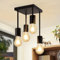 CBJKTX Deckenleuchte Schwarz Deckenlampe Vintage - E27 Küchenlampe 4 Flammig Retro Metall Hängend Industrial Deckenspots für küche Flur Schlafzimmer Wohnzimmer Bar (ohne Leuchtmittel)