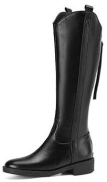Stivali da equitazione da donna, colore nero, in pelle PU, stivali da cowboy, stivali invernali da donna, stivali da lavoro, stivali bassi, taglia 34-39, Nero , 39 EU