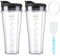24oz Blender Replacement Parts for Ninja Blender BN750UK BN800UK BN495UK CB350UK CB150UK CB100UK, 2pcs Cups with Sleeves Compatible with Ninja Blender- 2 Pack Replacement Cups