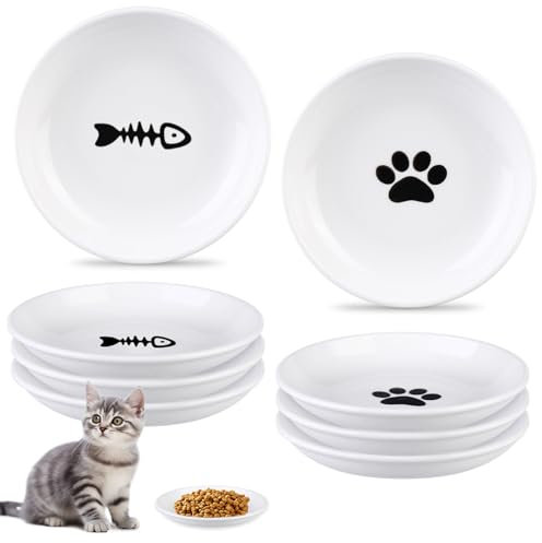 Katzennapf Keramik, 6 Stück Futternapf Katze, Fressnapf Katze, Katzen Napfset, Katzennäpfe, Katzen Fressnapf, Katzen Futternapf Für Futter Und Wasser (15x2,6 cm)