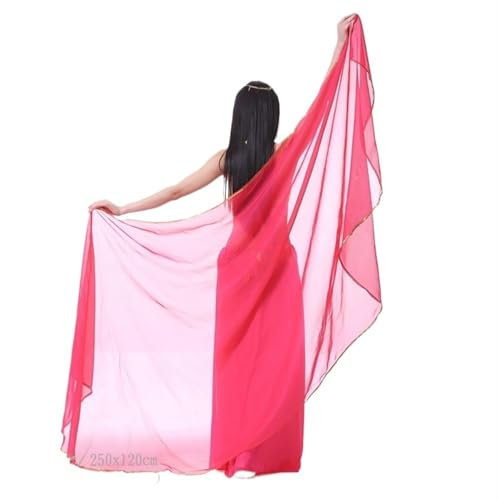 LPHFDCS Bauchtanzschleier Bauchtanz-Schleier aus Chiffon for Damen, Tanzkostüm, Chiffon, Schal, Schleier, Voile, orientalischer Tanz, 250 x 12 cm Bauchtanz-Schal(Rose)