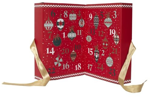 Luxuriöser aufklappbarer Adventskalender mit 24 Duftkerzen – 31 x 22 x 12 cm – Festliche Geschenkverpackung mit goldener Schleife – Rot
