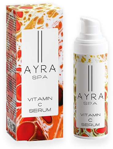AYRA SPA Vitamin C Serum | mit Ferulsäure & Hyaluronsäure | enhält Vitamine & Antioxidantien | Energisiert, Spendet Feuchtigkeit & wirkt Aufhellend | Vegan und 99% natürlich | COSOMOS zertifiziert