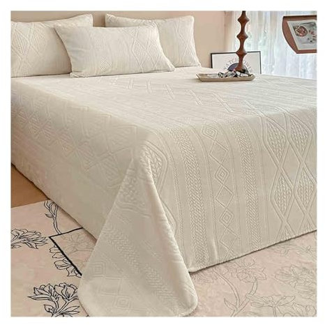 Winter Thermo Fleece Bettlaken Flausch Flanell Fleece Betttuch ohne Gummizug Haustuch viele Größen und Farben(White,160x230cm)