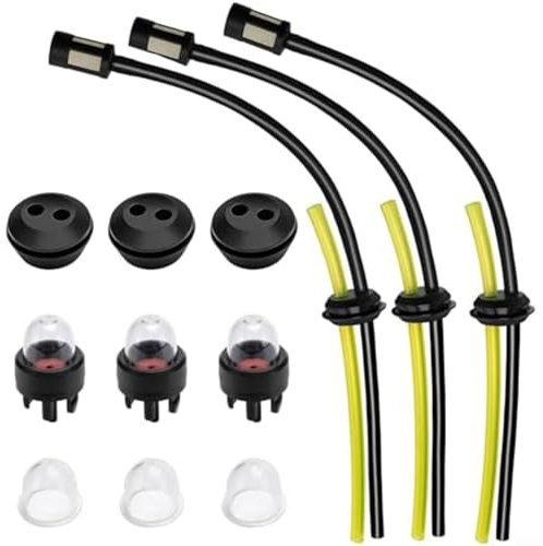 Sandyseptember 3 juegos de juntas de tubería de combustible para cortacésped, kit de mantenimiento del sistema de combustible, incluye conjuntos de filtro, bolas de arranque y juntas para equipos de