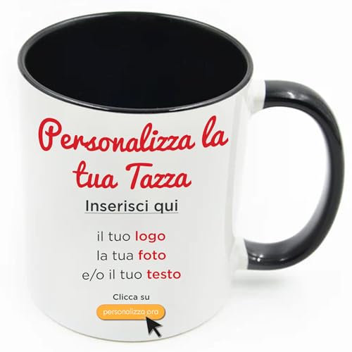 AL PRODUCTION Tazza Mug Personalizzata con Foto, Testo, Logo, Immagine - Ideale per la tua colazione (Nero)