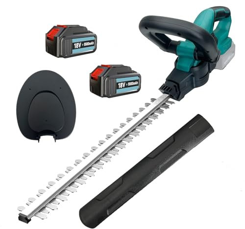 Akku Heckenschere, Ersatz für Makita 18V DUH502Z, kompatibel mit Makita BL1830B, mit 2x5500mAh Akku und Ladegerät, Bürstenlos Strauchschere Handheckenschere, für Trimmen im Park Garten